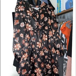 NWOT black floral dress
